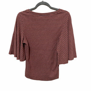 Willow-Root Womens 3/4 Bell Sleeve Soft Striped Blouse Size Medium Pink Gray